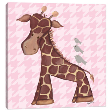 Jackson Giraffe - Green, Pink, Stretched Canvas