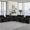 Giovanni 8-Piece 4-Power Reclining Italian Leather Sectional, Black