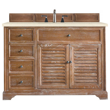 Savannah 48" Single Vanity Cabinet, Driftwood, w/ 3 CM Eternal Marfil Quartz Top