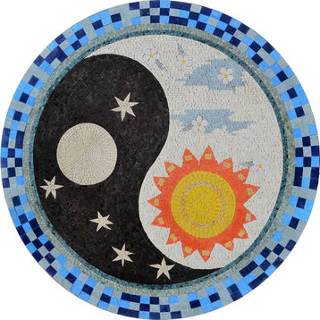 Mosaic Medallion, Yin Yang, 35"x35"