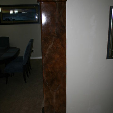 faux marble/ fireplace and columns