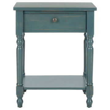 Shami Accent Table With Storage Drawer Dark Teal