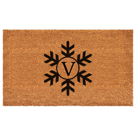 Calloway Mills Snowflake Monogram Doormat, 36"x72", Letter V