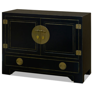 Chinese Ming Style Black Cabinet, With Bowl and Faucet