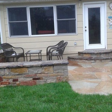 Natural Stone fire pit Stone walls stairs flagstone patio in chesterfield, mo