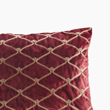 Croscill Aumont Velvet Oblong Pillow, Goose Feather, Burgundy