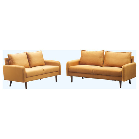 Kingway Furniture Almor Velvet Living Room Set, Ginger