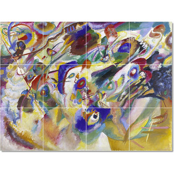 Wassily Kandinsky Abstract Painting Ceramic Tile Mural #60, 17"x12.75"