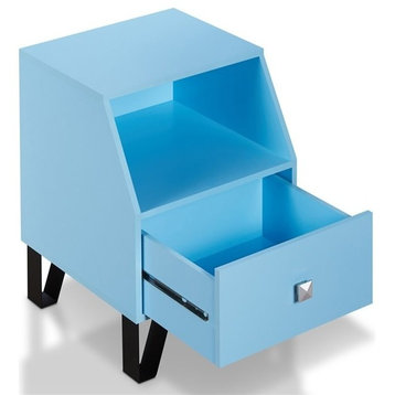 Furniture of America Jilah Modern Wood Storage End Table in Light Blue