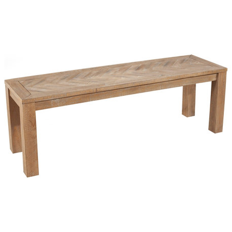 Alpine Furniture Aiden Wood Dining Bench in Weathered Natural (Brown)