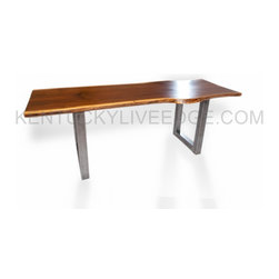 Live Edge Walnut Dining Table On Custom Steel Bases - Dining Tables