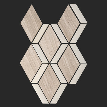 Timber White Marble and Thassos White Mix Diamond Waterjet Tile Mosaic