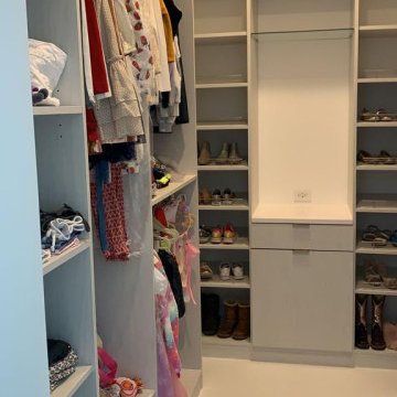 Efficient Organization: Small Gray Walk-in Closet Solutions