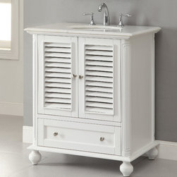 Adelina 30 inch Cottage White Finish Bathroom Vanity - Bathroom Vanities And Sink Consoles