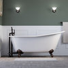 67" Cast Iron Clawfoot Slipper Tub with Deck Mount Plumbing Package, Oil Rubbed Bronze