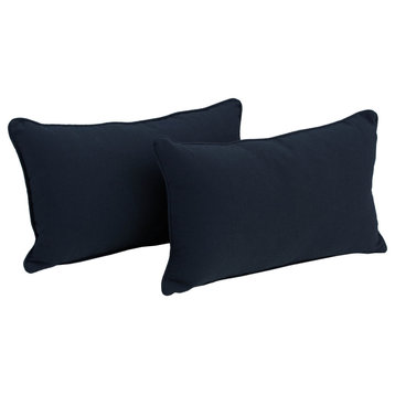 20"X12" Double-Corded Solid Twill Back Support Pillows, Set of 2, Navy