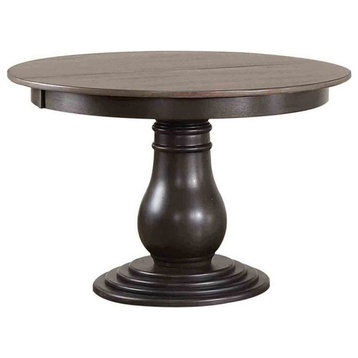 Pemberly Row Rubberwood Dining Table in Gray Stone/Black Stone