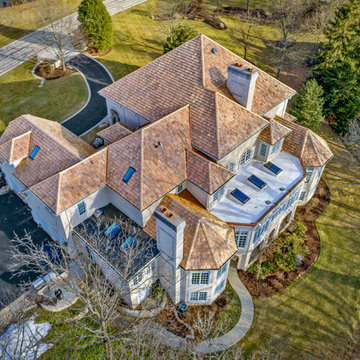 Cedar Shake roof replacement - custom copper fabrication - North Barrington, IL