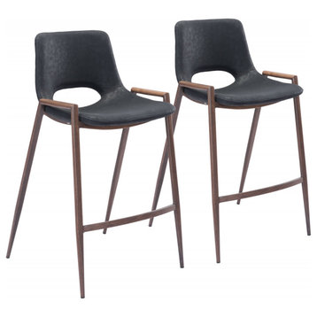 Set of Two Black Retro Modern Funk Counter Chairs