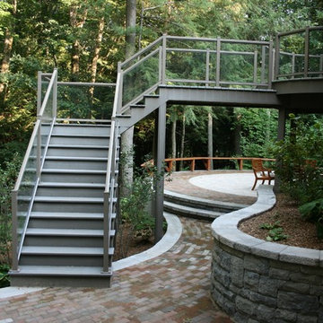Circular Paver Patio with Upper Deck