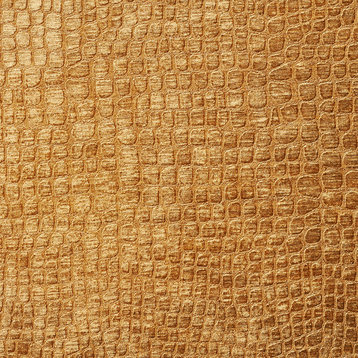 Copper Brown Alligator Print Shiny Woven Velvet Upholstery Fabric By The Yard