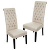 GDF Studio Charley Tall Dark Beige Tufted Dining Chairs, Set of 2