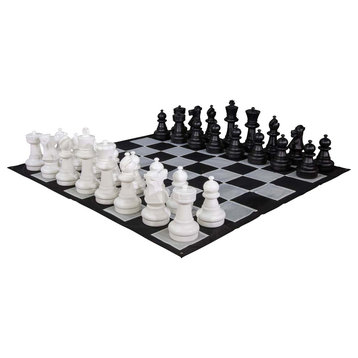 Giant Chess Complete Set and Mat, 25" Tall, White and Black, MegaChess