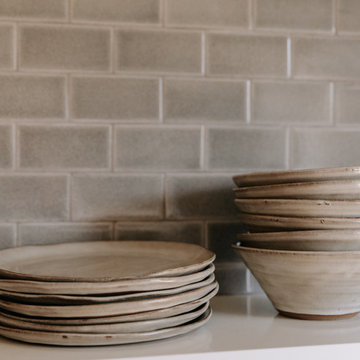 Light Gray Subway Tile Backsplash