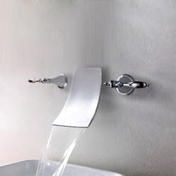 Waterfall Widespread Contemporary Bathtub Faucet (Chrome Finish) T7009 - Bathroom Sink Faucets
