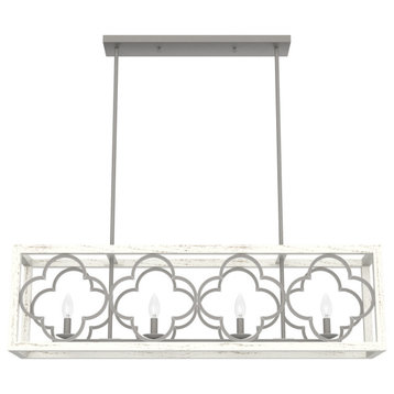 Hunter Gablecrest Painted Concrete and Rustic White Linear Chandelier