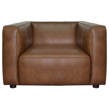 Jude Top Grain Leather Camel Brown Arm Chair