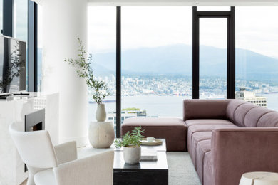 Trendy living room photo in Vancouver