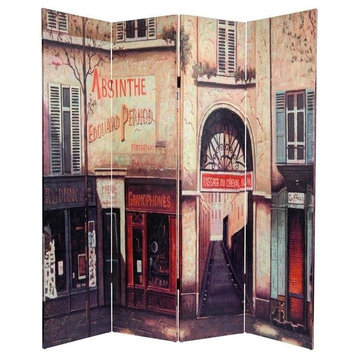 6' Tall Double Sided French Cafe Canvas Room Divider