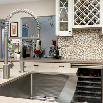 A wine enthusiasts kitchen with a french cafe feel