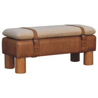 Strapped Cyclinder Bench - Transitional - Upholstered Benches - by ...