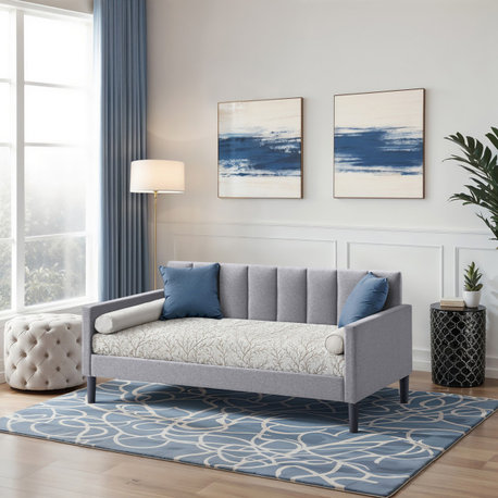 Bristol Twin Size Upholstered Daybed, Gray Fabric