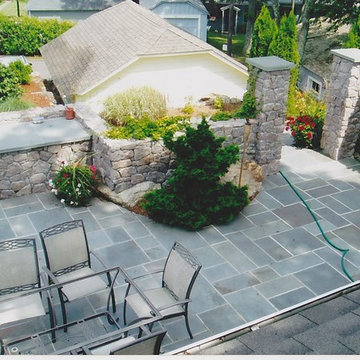 Backyard Patios bluestone and granite stone walls in Connecticut