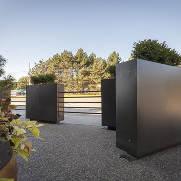Restaurant Patio Planters & Metal Tubing Fence