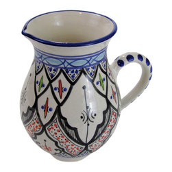 Le Souk Ceramique - Large Stoneware Pitcher Tibarine Design - Pitchers