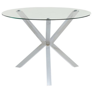 Coaster Vance Contemporary Round Glass Top Dining Table in Clear