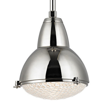 Belmont, One Light 15-inch Pendant, Polished Nickel Finish, Clear Glass