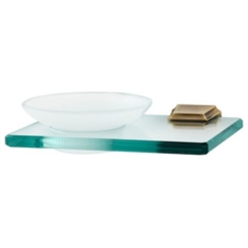 Alno A7930 Geometric Wall Mounted Glass Soap Dish - Polished Antique