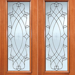 Etched Stars Beveled Glass Exterior Double Door, Full lite - Front Doors