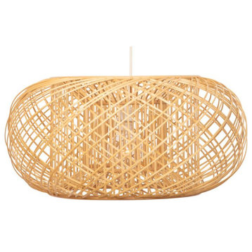 Bamboo CrissCross Pendant Lamp, Natural