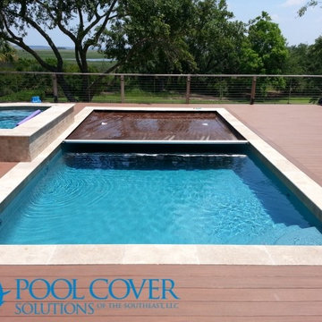 Wood Deck-Automatic Pool Cover and Spa Cover