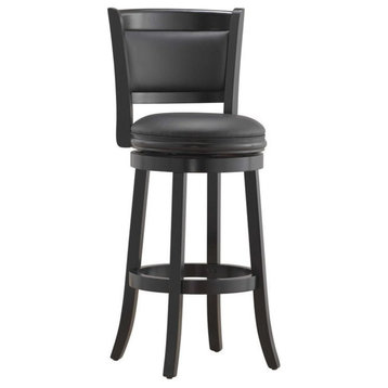 Boraam Wood Augusta Bar Height Swivel Bar Stool in Black Finish