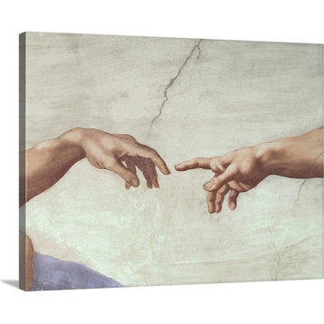 "Hands of God and Adam, detail from The Creation of Adam" Wrapped Canvas Art