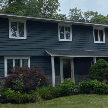 Greenlawn Siding - Midnight Blue & Mission Point | Alpha Windows & Siding