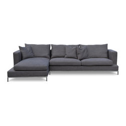 Simena Sectional- Grey Brown Fabric - Sectional Sofas