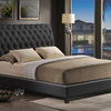 Baxton Studio Jazmin Tufted Modern Bed with Upholstered Headboard, Black, Queen